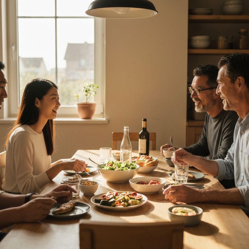 People sharing a home-cooked meal together